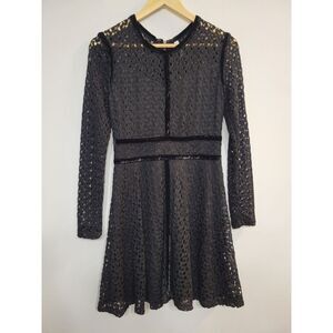 Xhilaration Lace Velvet Back‎ Zipper Long Sleeve Dress, Size Small